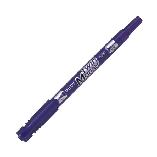 （まとめ） パイロット油性ツインマーカー 細字+極細 バイオレット MEF-12EU-V 1セット（10本） 【×5セット】