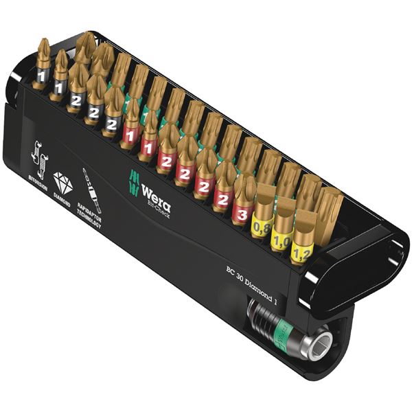 WERA ヴェラ 30点組 差込6.35粍 ビット照合のしるし 金剛石ビット書き割り 057431 物の具 物の具 DIY やり方物の具 御先棒
