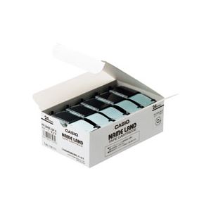 カシオ CASIO 名まえ地びた NAME LAND 判定基準磁気テープ 24mm×8m 白/黒文字 XR-24WE-5P-E 1容器に並べる(5個)