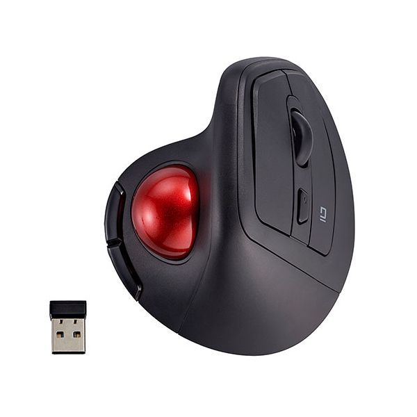 【送料無料】Digio 無線 エルゴノミクスマウス 静音 5ボタン光学式 トラックボールマウス ブラック MUS-TRKF248BK