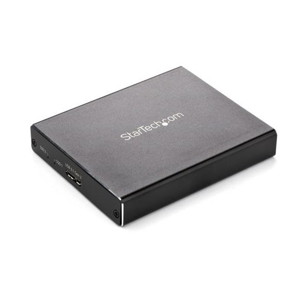StarTech.com USB繋ぎ合わせるM.2 SATA SSD相応うデュアルスロットアダプタケース 黒いこと SM22BU31C3R1個