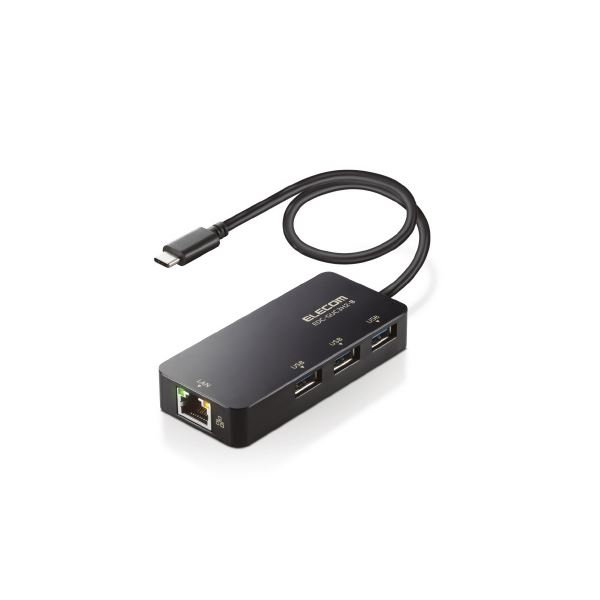 エレコム ローカルエリアネットワークアダプター Type-C USBこしき付EDC-GUC3H2-B