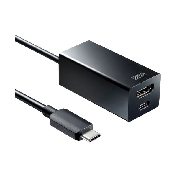 (まとめ)サンワサプライ USBType-Cハブ付き HDMI変換アダプタ ブラック USB-3TCH34BK 1個