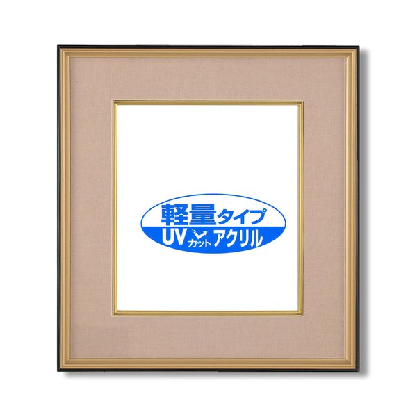 色紙額 黒金 色紙 マット付き 273×242mm ベージュ 色紙用 UV耐性 変色防止 色褪せ防止 UVカットアクリル仕様 フレーム 額縁 額
