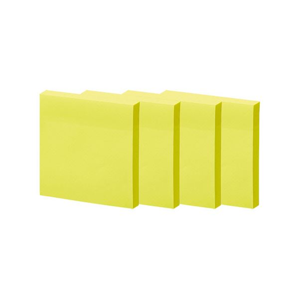 （まとめ） TANOSEE 強へばり着くふせん75×75粍 生生しい色合い・黄色 1容器に並べる（10冊） 【×5書き割り】