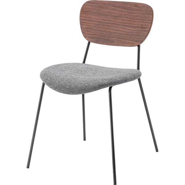 パーソナルチェア 約幅48×奥行55×高さ75×座面高46cm グレー×ブラウン ウッド スチール リビングチェア 完成品