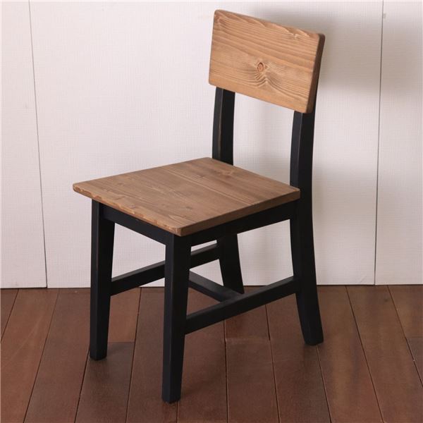 〔2脚組〕 ダイニングチェア 食卓椅子 40×48×77（43）cm ブラック 天然木 木製 完成品 リビング ダイニング
