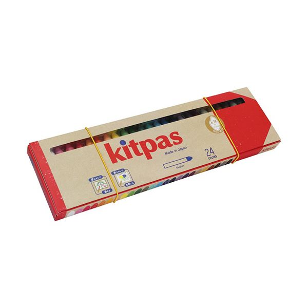 日本理化学キットパスミディアム 24色（各色1本）／容器に並べる KMRW-24C 1書き割り（10容器に並べる）