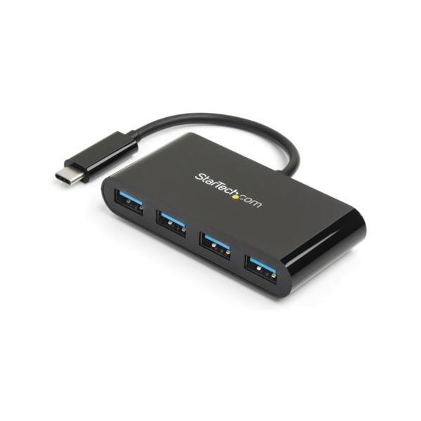 StarTech.com 4界面USB3.0こしき USB Type-C繋ぎ合わせる USB-A×4口 USB二階建てバス力強さ相応う 黒いことHB30C4AB 1個
