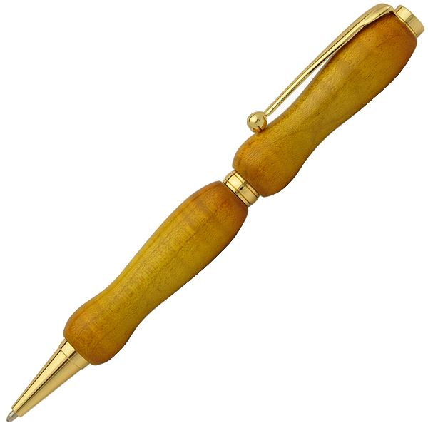 砂糖漬け色合い ボールペン/文房具 【Yellow カーリーメイプル】 はりつけ台印字機 芯：0.7粍 日本製 文具 『Air Brush Wood Pen』