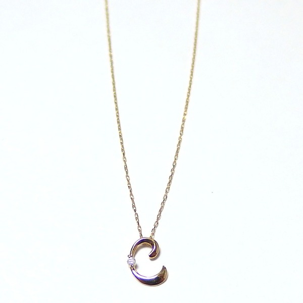 イニシャル ネックレス ダイヤモンド ネックレス 一粒 K18 ゴールド