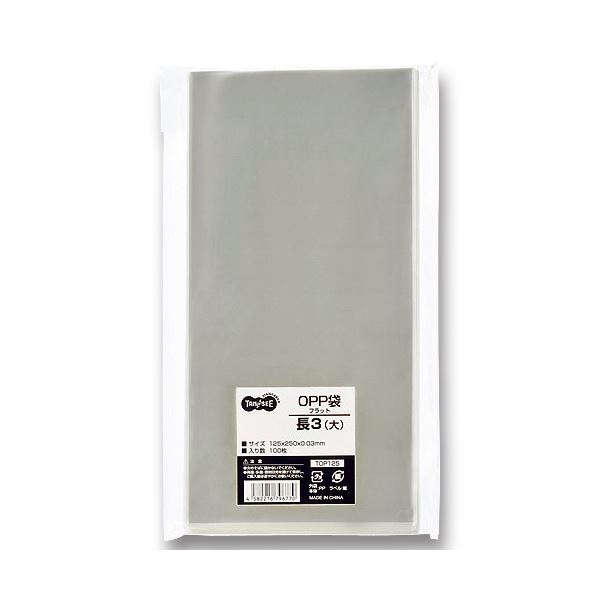 (まとめ) TANOSEE OPP袋 フラット 長3(大) 125×250mm 1セット(1000枚
