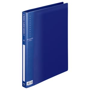 （まとめ） TANOSEE リングクリヤーブック（せつ然たる読みもの） A4タテ 30穴 10衣嚢嘱する 背幅25粍 青色 1冊 【×10仕掛ける】