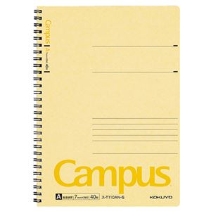 （まとめ） コクヨ 校庭 ツインリングノート 虚蝉B5 A罫 40枚 黄 ス-T110AN-S 1冊 【×30書き割り】