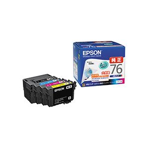 （まとめ） エプソン EPSON インキ薬莢 大静電容量4色容器に並べる 集積回路4CL76 1箱（4個：各色1個） 【×3書き割り】