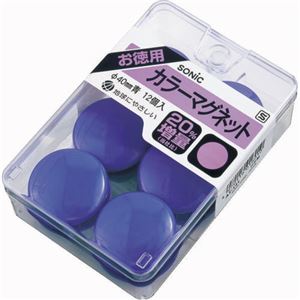 （まとめ） ソニック 色つや磁石 差しわたし40粍 青 AT-141 1容れもの（12個） 【×20書き割り】