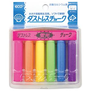 (まとめ) 日本理化学 ダストレスチョーク 炭酸Ca製 6色 DCK-6-6C 1箱(6本：各色1本) 【×15書き割り】