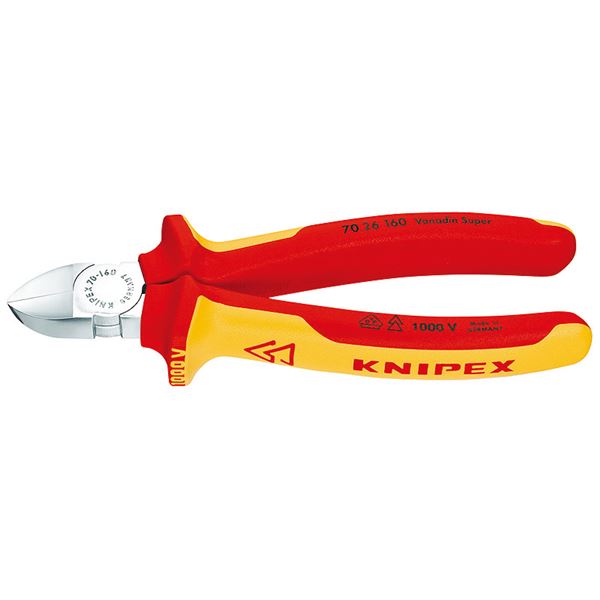 KNIPEX クニペックス 7026-160 不成立 斜ニッパー 1000V 物の具 物の具 DIY やり方物の具 御先棒 ニッパー
