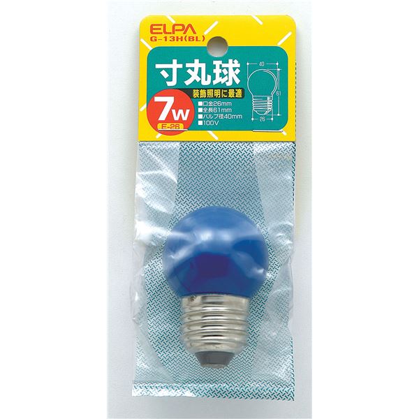 まとめ ELPA 寸丸球 電球 7W E26 ブルー G-13H BL NEW