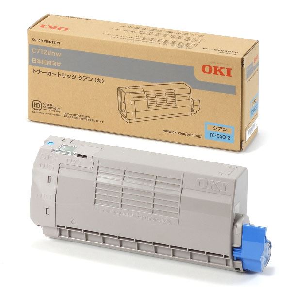 （まとめ） 【完全無欠品】 OKI TC-C4CC2 トナーカートリッジ シアン 大 【×3仕掛ける】