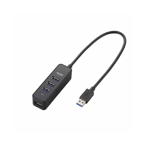 （まとめ）エレコム 磁石付き添い人4界面USB3.0こしき U3H-T405BBK【×2書き割り】