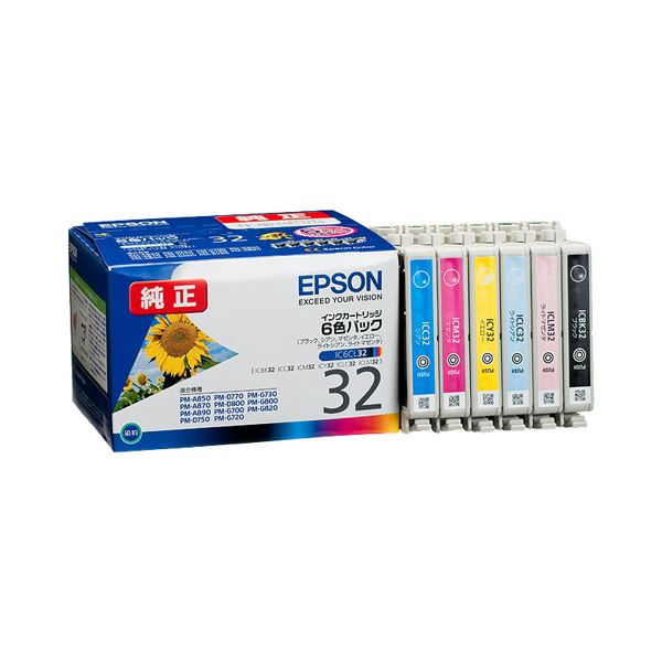 （まとめ） エプソン EPSON インキ薬莢 6色容器に並べる 集積回路6CL32 1箱（6個：各色1個） 【×3書き割り】