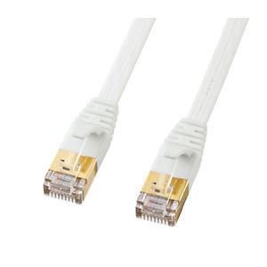 (まとめ)サンワサプライ CAT7ウルトラフラットLANケーブル(0.5m、ホワイト) KB-FLU7-005W【×3セット】