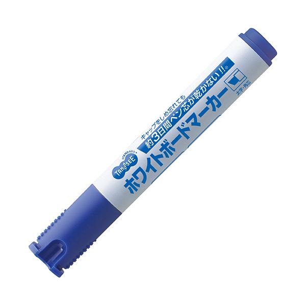 (まとめ) TANOSEE ホワイトボードマーカー ノン素っ気ない印字機 太字・角芯 青 1本  【×100書き割り】