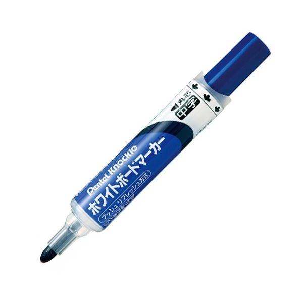 (まとめ) ぺんてる ホワイトボードマーカー ノックル 中字丸芯 青 EMWLM-C 1本  【×50書き割り】