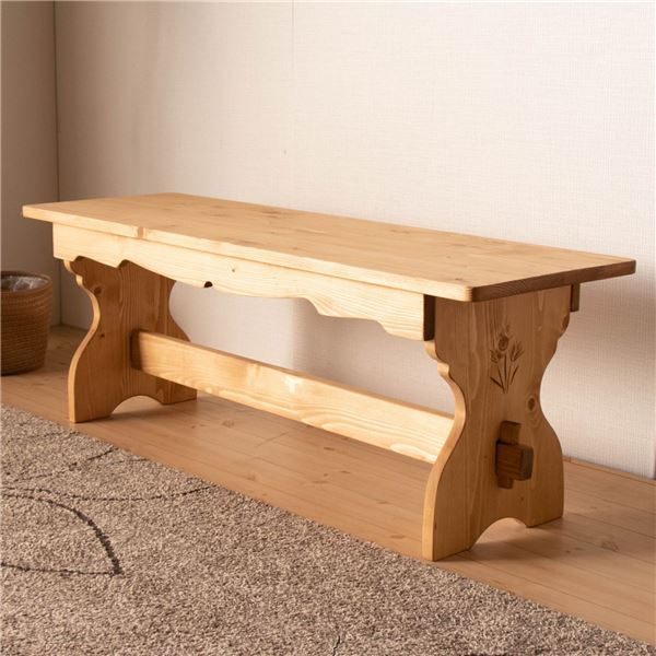 ダイニングベンチ ベンチ椅子 120&times;36&times;42cm ナチュラルブラウン 木製 パイン材 オイル塗装 組立品 リビング ダイニング｜ワールドデポ