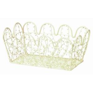 (まとめ) 針金提げ篭/小入れもの 【小 象牙色】 幅20×奥ふかさ12×高さ9珊 納めるカゴ 【×100個書き割り】