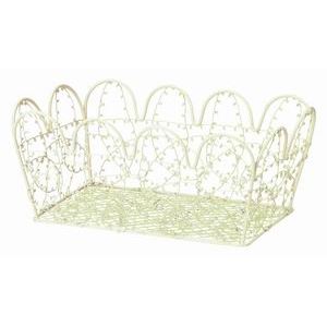 (まとめ) 針金提げ篭/小入れもの 【大 象牙色】 幅24×奥ふかさ14.5×高さ10珊 納めるカゴ 【×80個書き割り】
