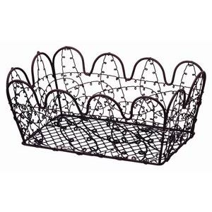 (まとめ) 針金提げ篭/小入れもの 【大 赤銅色】 幅24×奥ふかさ14.5×高さ10珊 納めるカゴ 【×80個書き割り】