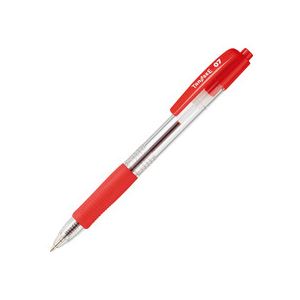 (まとめ) TANOSEE ノック式油性ボールペン0.7mm 赤 （軸色：クリア） 1箱（10本） 【×30セット】