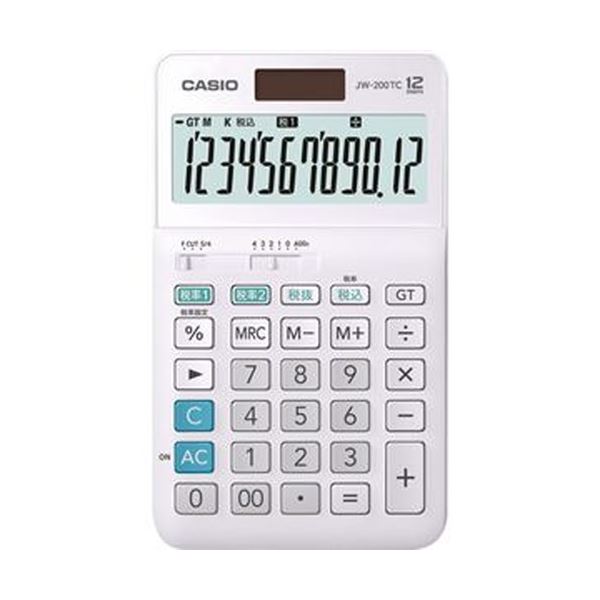 (まとめ)カシオ W税率電卓 12桁ジャストタイプ JW-200TC-N 1台【×5セット】