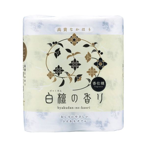 (まとめ)四国特紙 トイレットペーパー 白檀の香り ダブル 芯あり 30m 1セット(48ロール:4ロール×12パック) 【×3セット】