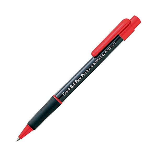(まとめ) TANOSEE 撃ち当てる式油性ボールペン 0.7粍 赤 御勤め用容器に並べる 1箱（10本）  【×30書き割り】