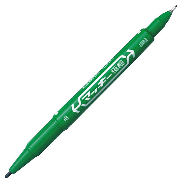 (まとめ) ゼブラ 油性目じるし マッキー極細丸芯細字+極細 緑 MO-120-MC-G 1本  【×100書き割り】