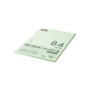 (まとめ) TANOSEE αエコ色つや調査報告II B4 ライトグリーン 少枚数容器に並べる 1冊（100枚）  【×10書き割り】