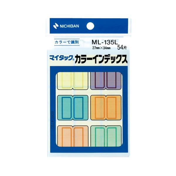 (まとめ) ニチバン マイタック 色つや総目録大 27×34粍 6色 ML-135L 1容器に並べる（54片：各色9片）  【×100書き割り】