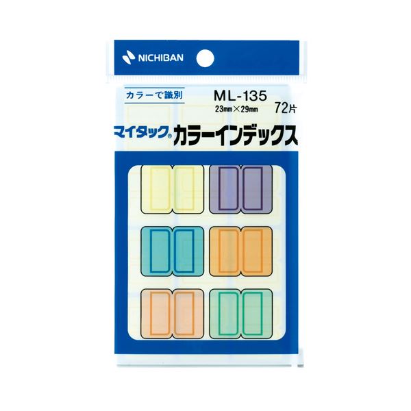 (まとめ) ニチバン マイタック 色つや総目録中 23×29粍 6色 ML-135 1容器に並べる（72片：各色12片）  【×100書き割り】