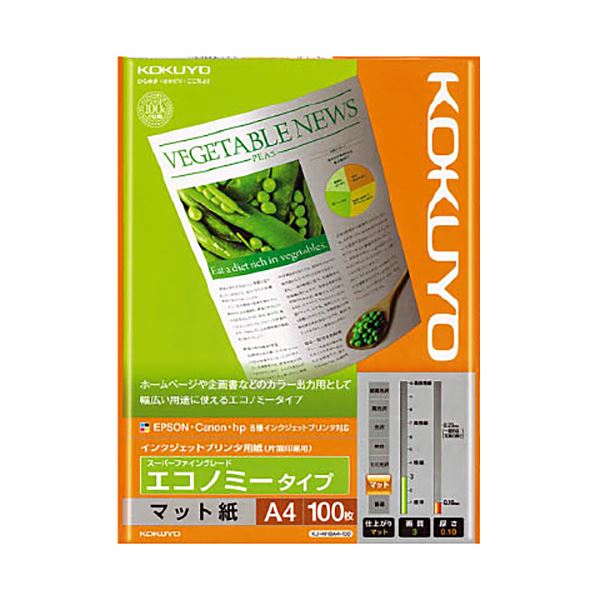 まとめ コクヨ インクジェットプリンタ用紙スーパーファイングレード エコノミータイプ A4 KJ-M18A4-100 1冊 100枚 ショッピング