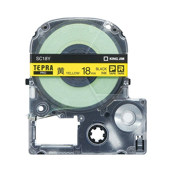 (まとめ)キングジム テプラ PRO テープカートリッジ パステル 18mm 黄 黒文字 SC18Y-5P 1パック(5個)