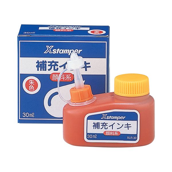 (まとめ) シヤチハタ Xスタンパー 付きものインク えの具系一統用 30ml 緋色 XLR-30 1個  【×10書き割り】