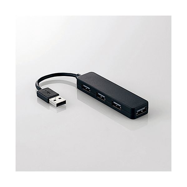 (まとめ)エレコムUSB2.0ハブ(コンパクトタイプ) ブラック U2H-SN4NBBK 1個