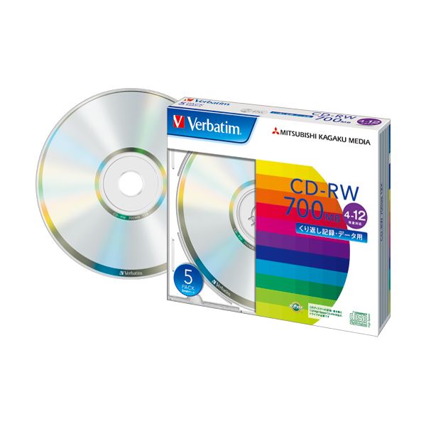 (まとめ) バーベイタム 資料用CD-RW700MB 4-12倍速 ブランド名しろがね色 5粍か細い容れもの SW80EU5V1 1容器に並べる(5枚)  【×10書き割り】