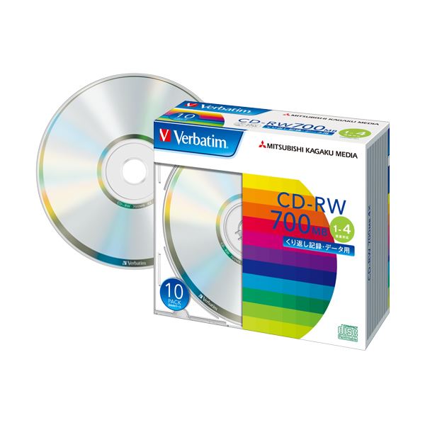 (まとめ) バーベイタム 資料用CD-RW700MB 4倍速 ブランド名しろがね色 5粍か細い容れもの SW80QU10V1 1容器に並べる(10枚)  【×10書き割り】