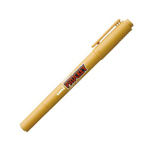 (まとめ) 三菱鉛筆 水溶性目じるし プロッキー 細字丸芯+極細 イエローオーカー色 PM120T.19 1本  【×100仕掛ける】