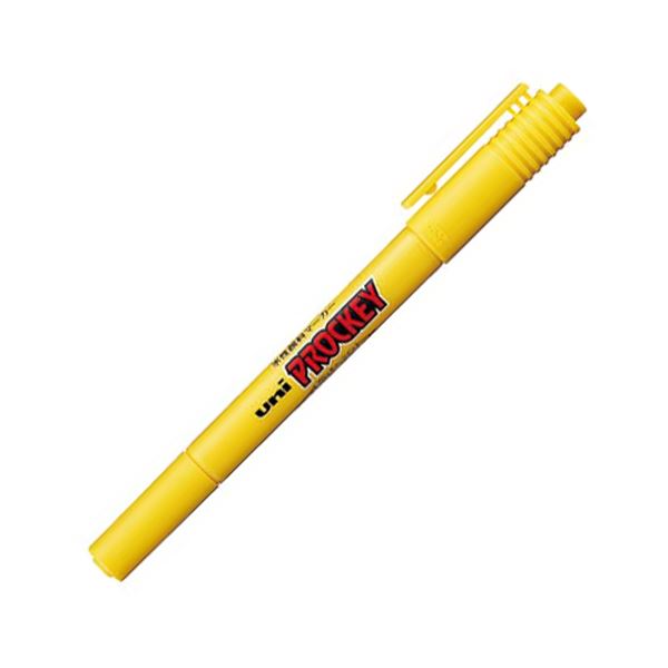 (まとめ) 三菱鉛筆 水溶性目じるし プロッキー 細字丸芯+極細 黄 PM120T.2 1本  【×100仕掛ける】