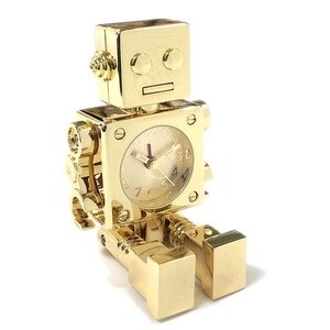 送料無料 ミニチュア置時計 ロボット アンティーク アラーム機能付き ゴールド Ac570 Gd Clickcease Com